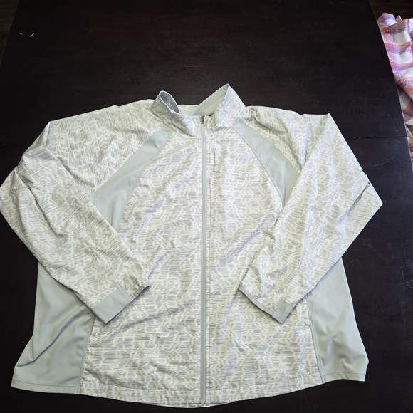 Athleta Jackets & Blazers - Athleta Womens 3X Full Zip Athletic Jacket Sage Green White Abstract Print